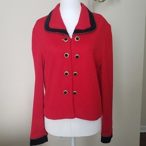 Vintage Jessica Howard Red Blazer with Black and Gold Trim